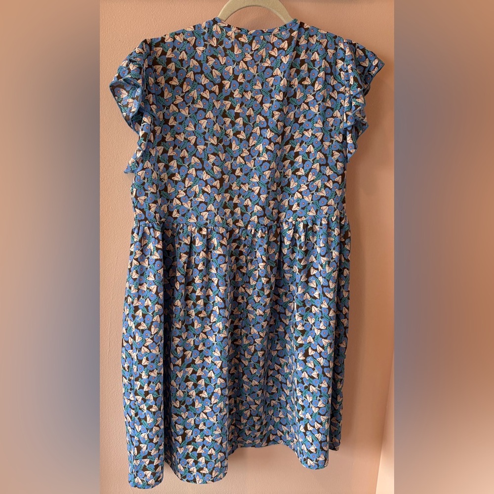 SKUE Blue Patterned Ruffle Sleeve Dress In size Small - Picture 2 of 5